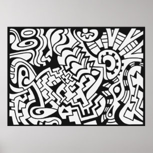 Black and white graffiti street art poster