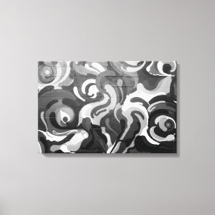 Black and White Graffiti Swirl Mönster i San Fran Canvastryck