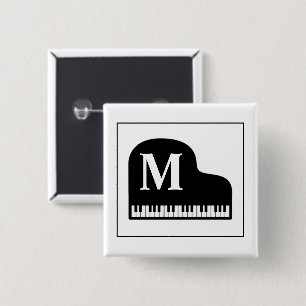 Black and White Grand Piano Monogram Pianist Knapp