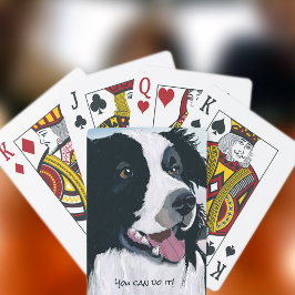 Black and White Gräns Collie Smiling Casinokort