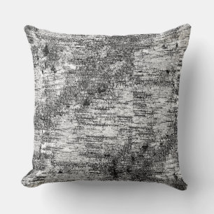 Black and White Graphic Birch Träd Bark Rustic Kudde