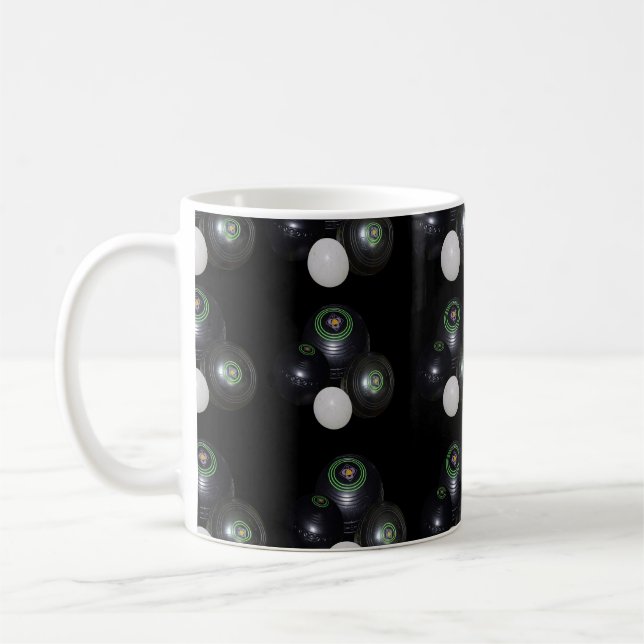 Black and White Gräsmatta Bowls Mönster Kaffemugg (Vänster)