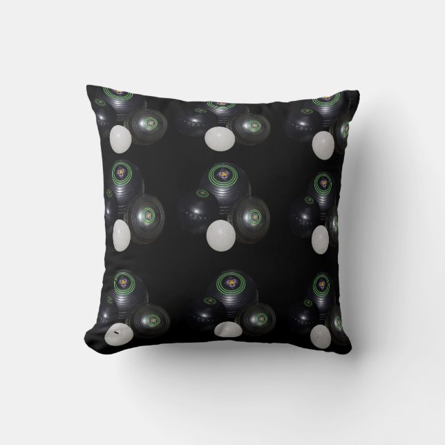 Black and White Gräsmatta Bowls Mönster. Kudde (Framsida)