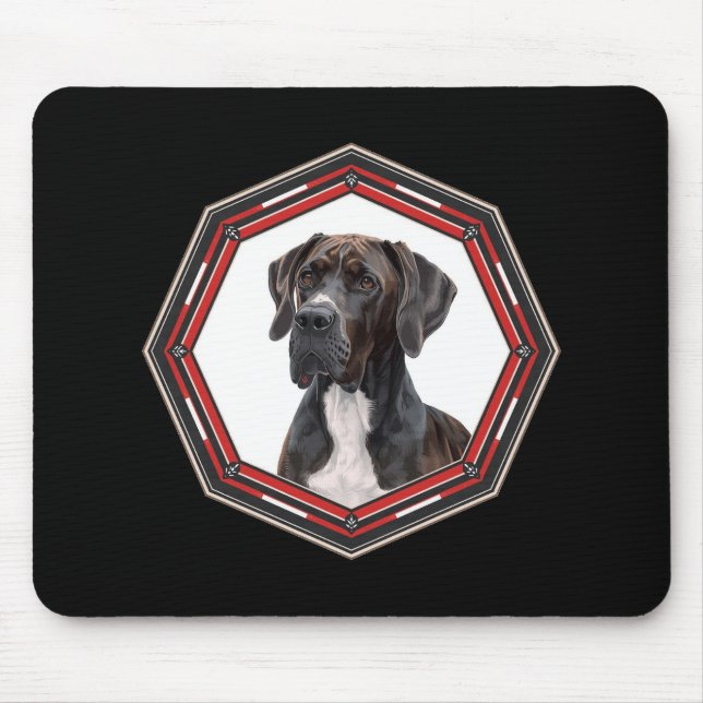 Black And White Great Dane In A Red Frame Musmatta (Framsidan)