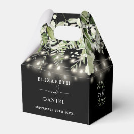 Black and White Greenery String Ljus Bröllop Presentaskar