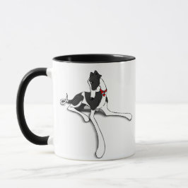 Black and White Greyhound Cow Hund Mugg