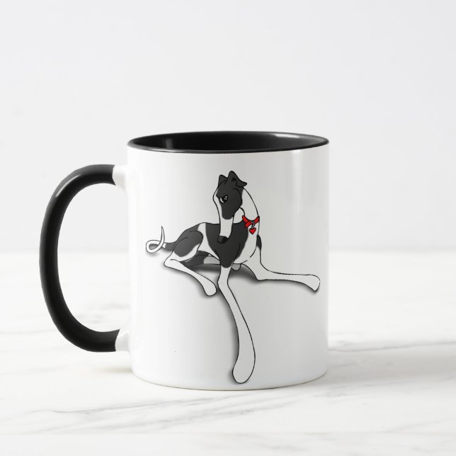 Black and White Greyhound Cow Hund Mugg (Vänster)