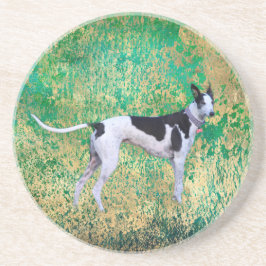 Black and White Greyhound Sandstone Coaster Underlägg