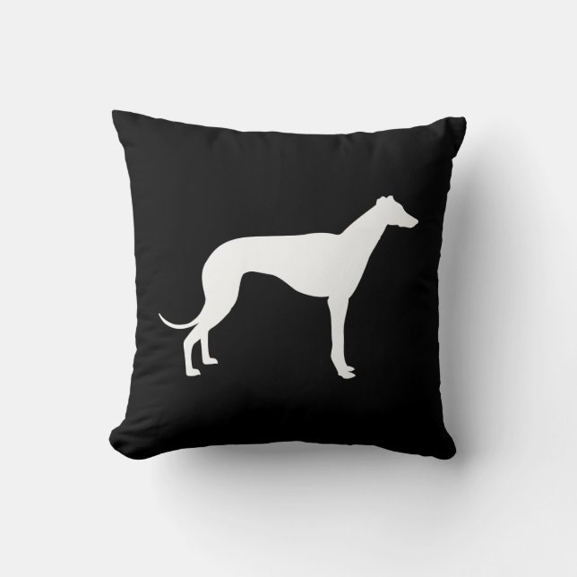 Black and White Greyhound Silhouette Båda sidor Kudde (Framsida)
