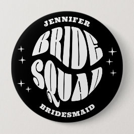 Black and White Groovy Bachelorette Bride Squad Knapp