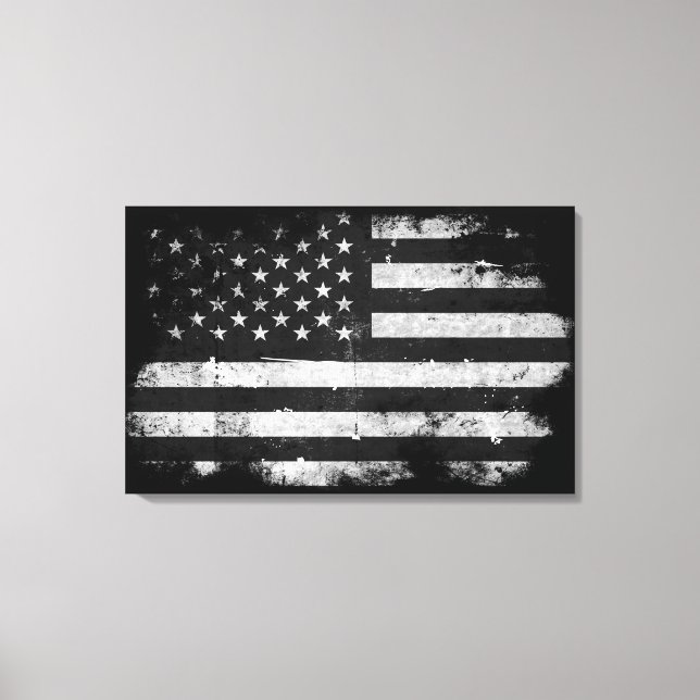 Black and White Grunge American Flagga Canvastryck (Framsida)