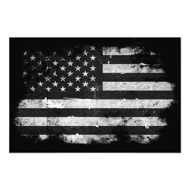 Black and White Grunge American Flagga Fototryck (Framsidan)