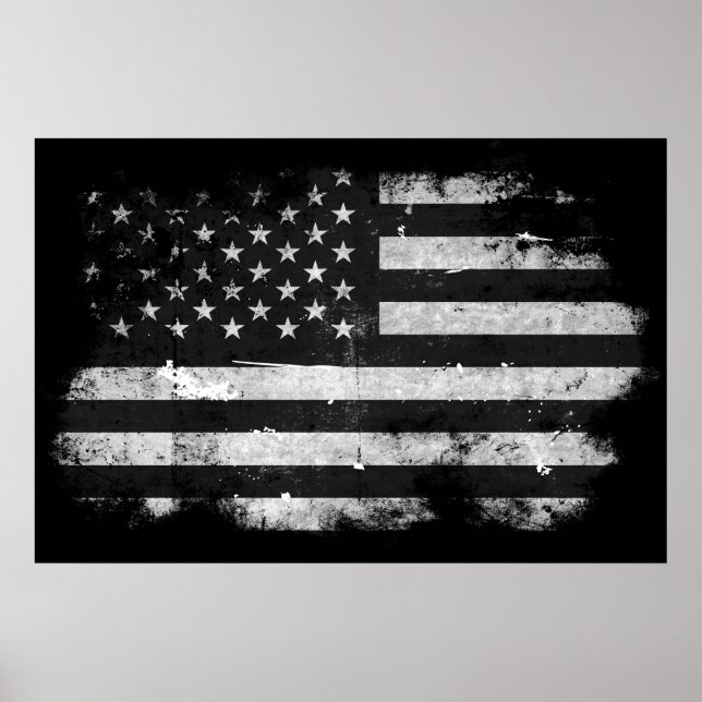 Black and White Grunge American Flagga Poster (Framsidan)