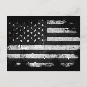 Black and White Grunge American Flagga Vykort