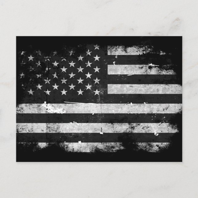 Black and White Grunge American Flagga Vykort (Framsida)