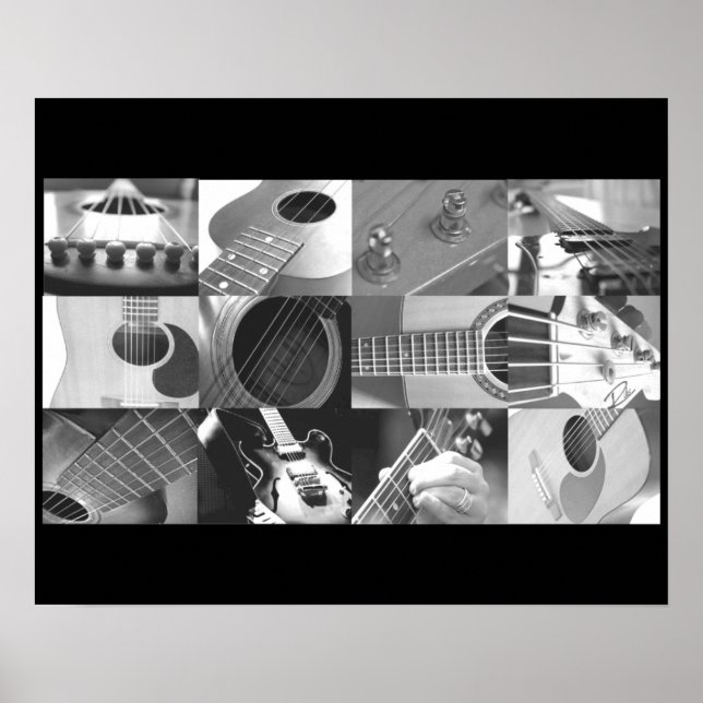Black and White Guitar Photo Collage Poster (Framsidan)