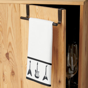 Black and White Guitars Towel Kökshandduk