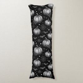 Black and White Halloween Pumpkin, Fladdermus, Spi Kroppskudde