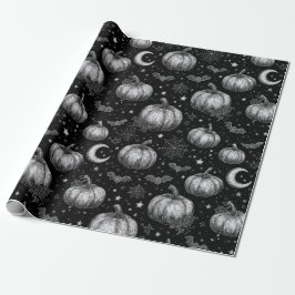 Black and White Halloween Pumpkin, Fladdermus, Spi Presentpapper