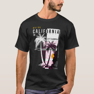 Black and White Handflatan Träd California Malibu T Shirt