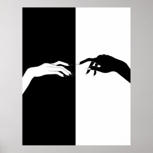 Black and White Hands Modern Simple Line Art Poster