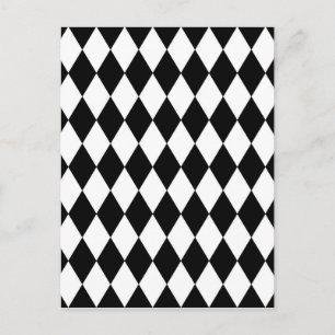 Black and White Harlequin Mönster Vykort