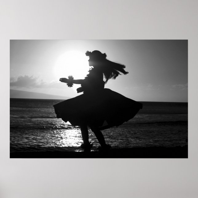 Black and White Hawaiian Hula Dancer Poster (Framsidan)