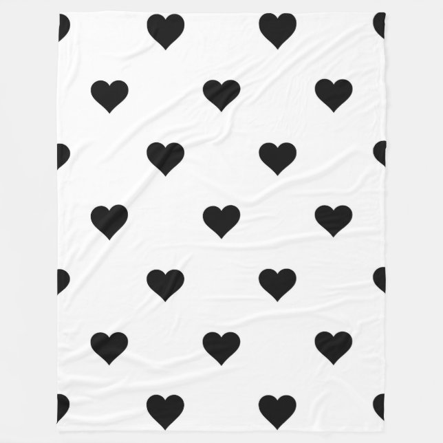 Black and White Heart Romantic Gift för Par Fleecefilt (Framsidan)
