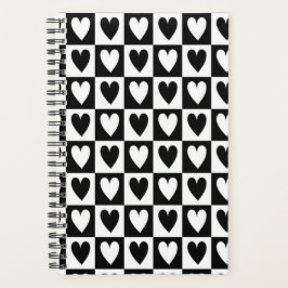 Black and White Hearts Love Planner Notebook