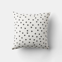Black and White Hearts Pattern Monochrome Kudde