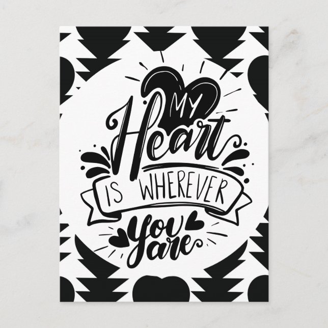 Black and White Hearts Quote Valentines Day    Vykort (Framsida)