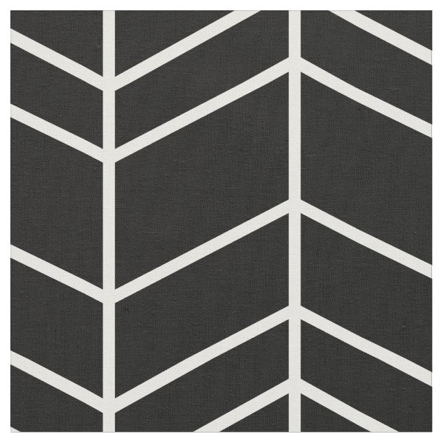 Black and White Herringbone Chevron Tyg (Närbild)