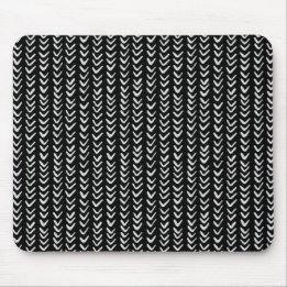 Black and White Herringbone Mönster Mousepad Musmatta