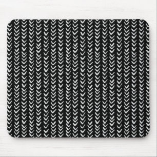Black and White Herringbone Mönster Mousepad Musmatta