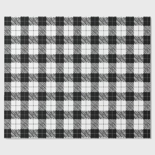 Black and White Herringbone Wrapping Paper Presentpapper (Platt)