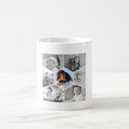 Black and White Hexagon Photo Collage Kaffemugg