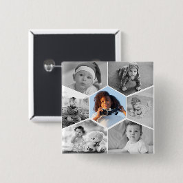 Black and White Hexagon Photo Collage Knapp