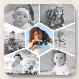 Black and White Hexagon Photo Collage Underlägg