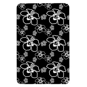 Black and White Hibiscus Hawaiian Mönster Magnet