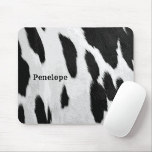 Black and White Holstein Cowhide tittar på Namn Musmatta