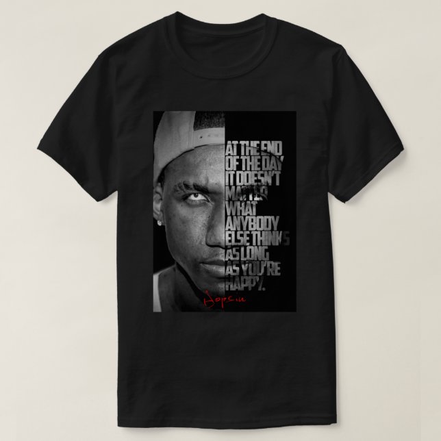 Black and white Hopsin-citat. Klassisk T-Shirt (Design framsida)