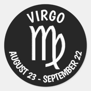 Black and White Horoscope Våg Sign Runt Klistermärke