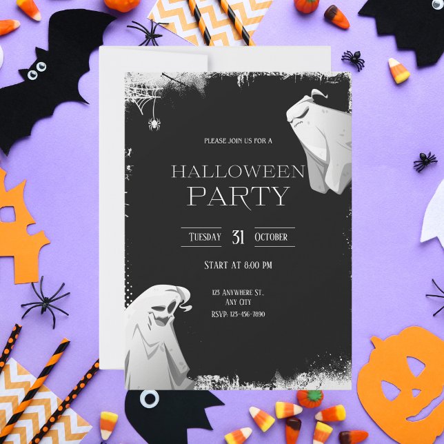 Black and White Horror Ghost Halloween fest Inbjudningar (Skapare uppladdad)