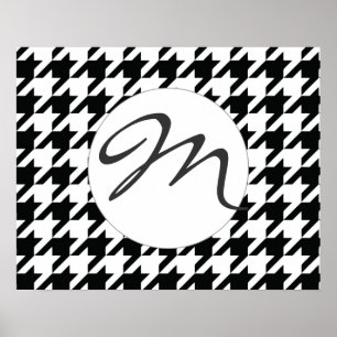 Black and White Houdstooth Mönster Poster