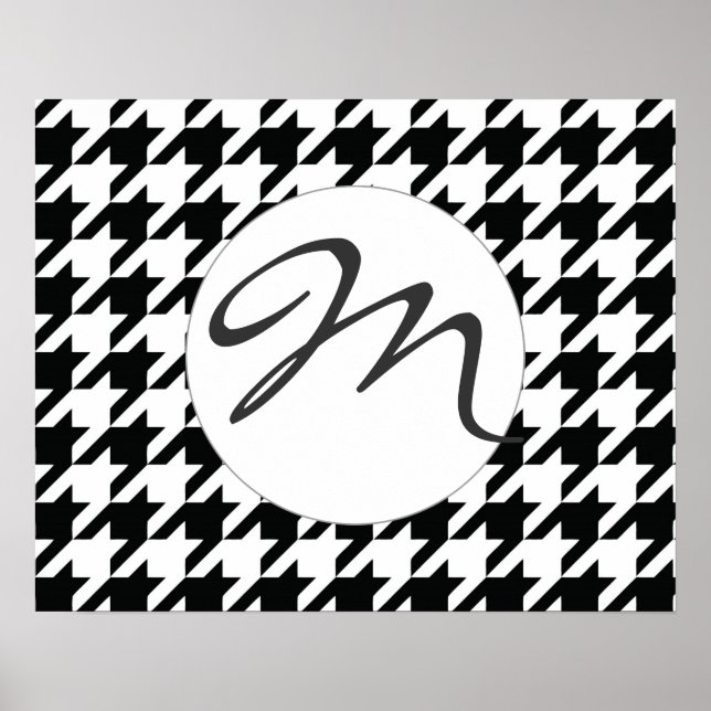 Black and White Houdstooth Mönster Poster (Framsidan)