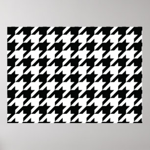 Black and White Houdstooth Mönster Poster