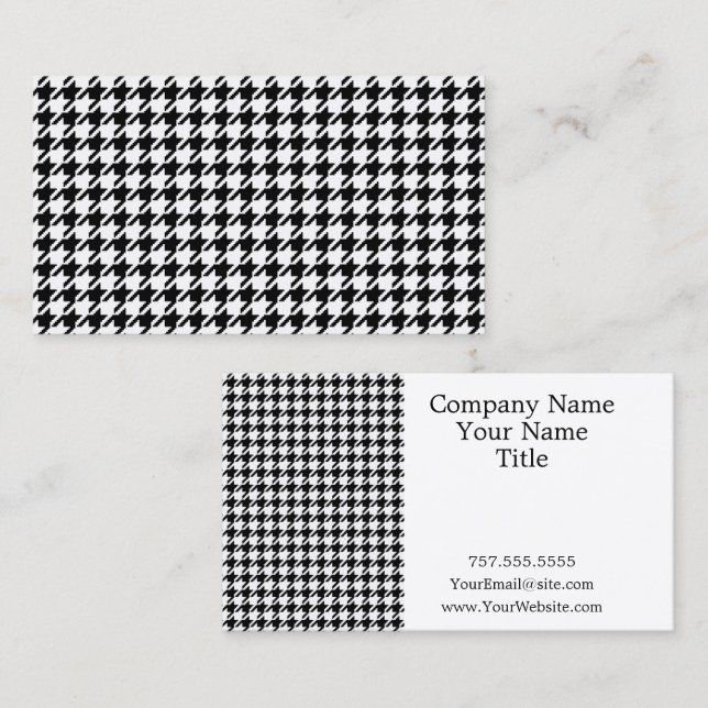 Black and White Houndstooth by Shirley Taylor Visitkort (Fram/baksida)