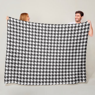 Black and White Houndstooth Fleece Blanket