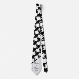 "Black and White Houndstooth" Grooms's Bröllop Tie Slips
