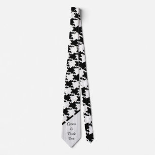 "Black and White Houndstooth" Grooms's Bröllop Tie Slips
